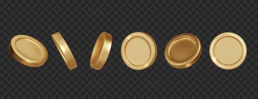 Gold coin isolated on black background. Realistic symbol of gold and wealth. vector