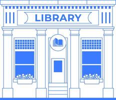 Library building isolated graphic vector