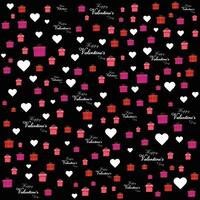 Happy Velentine's Day background with seamless pattern gifts boxes isolated in black vector