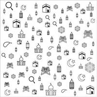 seamless pattern Ramadan icon contain lanterm, kaaba,mosque, moon star vector