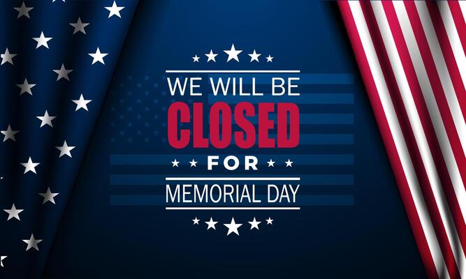 Memorial day background design with we will be closed text
