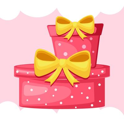 Flat illustration element set valentines day icon, valentines day gift box with pink color