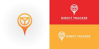The dynamic logo design integrates a stylized steering wheel with a map icon in gradient color. The logo is perfect for GPS tracking apps and navigation services as well as logo design inspiration vector