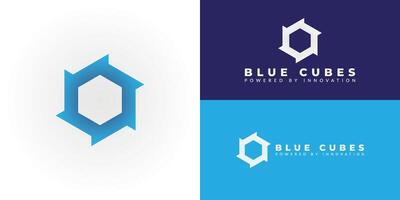 The modern and minimalist logo design features a striking blue hexagon, symbolizing stability, structure, and efficiency. This versatile logo is ideal for any business operating in the digital space vector