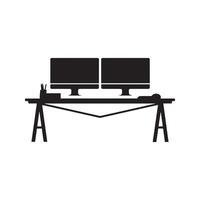 adjustable desk silhouette with a computer on top vector