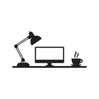 silhouette of a dual screens with desk lamp or cup of coffee vector