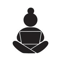 silhouette of a person sitting cross-legged with a laptop on lap vector