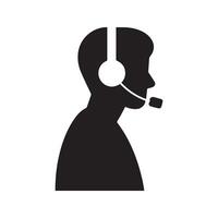 silhouette of a person with a headset or microphone facing a screen vector