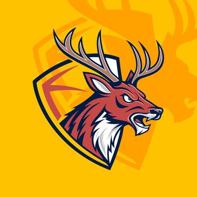 Angry deer or antlers head gaming logo with fierce design for competitive teams angry deer antlers