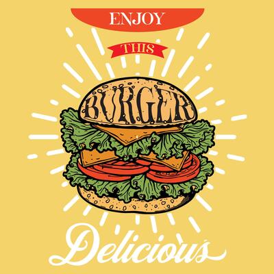 Enjoy every burger. Fast Food Typography design