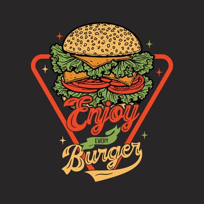 Colorful hamburger typography design with quotes