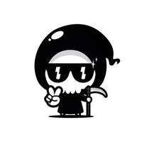 cool grim reaper with peace pose vector