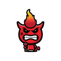 red devil chibi is angry vector