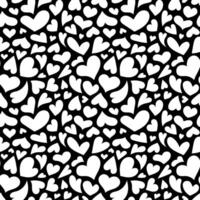 Valentines Day black and white pattern. Creative hearts seamless background. Illustrated heart shapes symbol of love and February 14 celebration. Romantic pattern design. vector
