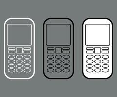 black and white phone icons on gray background vector