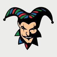colored icon of a clown in a hat on a white background vector