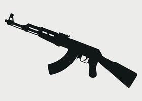 black and white icon of army military machine gun on white background vector