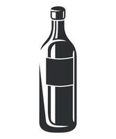 black and white icon of a bottle of alcohol on a white background vector