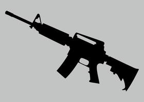 black and white icon silhouette of assault rifle on white background vector