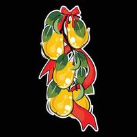 a bunch of pears with red ribbon vector