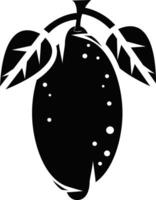 a black and white image of a fruit with leaves vector
