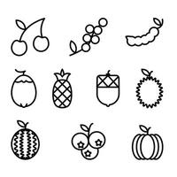 fruit icons set in line style vector
