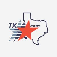 Texas State Outline with Star Design vector