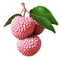Fresh lychees resting on a clean white background, showcasing their vibrant red skin and textured surface. photo