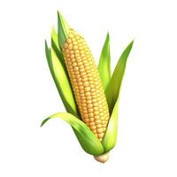 Close-up of ripe corn with golden kernels, emphasizing its fresh, natural look against a simple white backdrop. photo