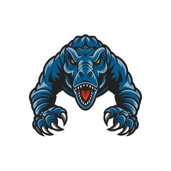 tyrannosaurus fierce pose attacking with claws on white background vector