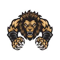 lion pose attacking with claws logo illustration vector