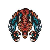 dragon pose attacking with claws logo design illustration on white background vector