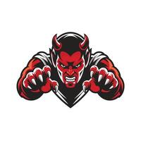 devil fierce pose attacking with claws character logo vector