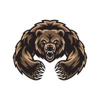 bear attacking with claws design logo illustration on white background vector