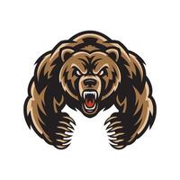 bear wild attacking with claws design logo on white background vector
