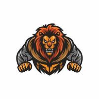lion fierce attacking pose with claws design illustration logo vector