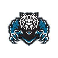 white tiger malignant attacking with claws logo on white background vector