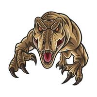 tyrannosaurus fierce angry pose attacking with claws on white background vector