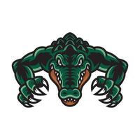 crocodile angry attacking pose with claws logo vector