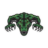 crocodile attacking pose with claws design logo on white background vector