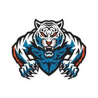 white tiger attacking with claws design illustration logo on white background vector