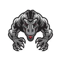 tyrannosaurus attacking with claws logo design on white background vector