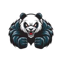 panda angry attacking with punch design logo illustration on white background vector