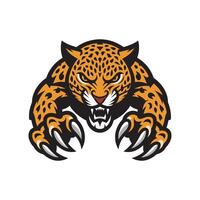leopard attacking with claws design logo vector