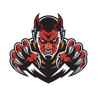 devil angry pose attacking with claws character illustration logo vector
