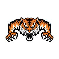 tiger fierce attacking with claws design logo vector