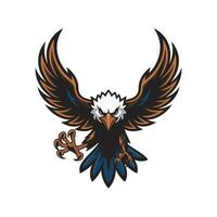 eagle fliying attacking pose with claws illustration design logo on white background vector
