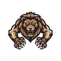 lion pose attacking with claws design logo illustration vector