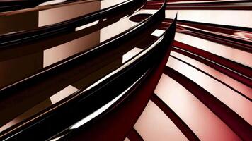 Fluid reflective surfaces that twist and bend in a dance of rich hues of mocha mousse and burgundy. Reflective abstraction showcasing reflective structures. video