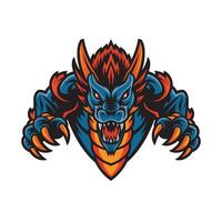 dragon attacking pose with claws design logo on white background vector